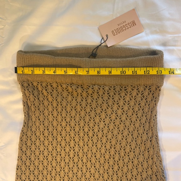 Missguided Pointelle Matching Set Tan Crotchet Crop Top & Skirt Size 6/8 petite - Picture 6 of 15